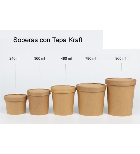 SOPERA CON TAPA KRAFT 16 oz ( 480 ml) - Pack Away